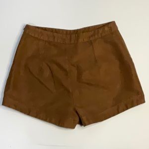 Brown faux suede shorts